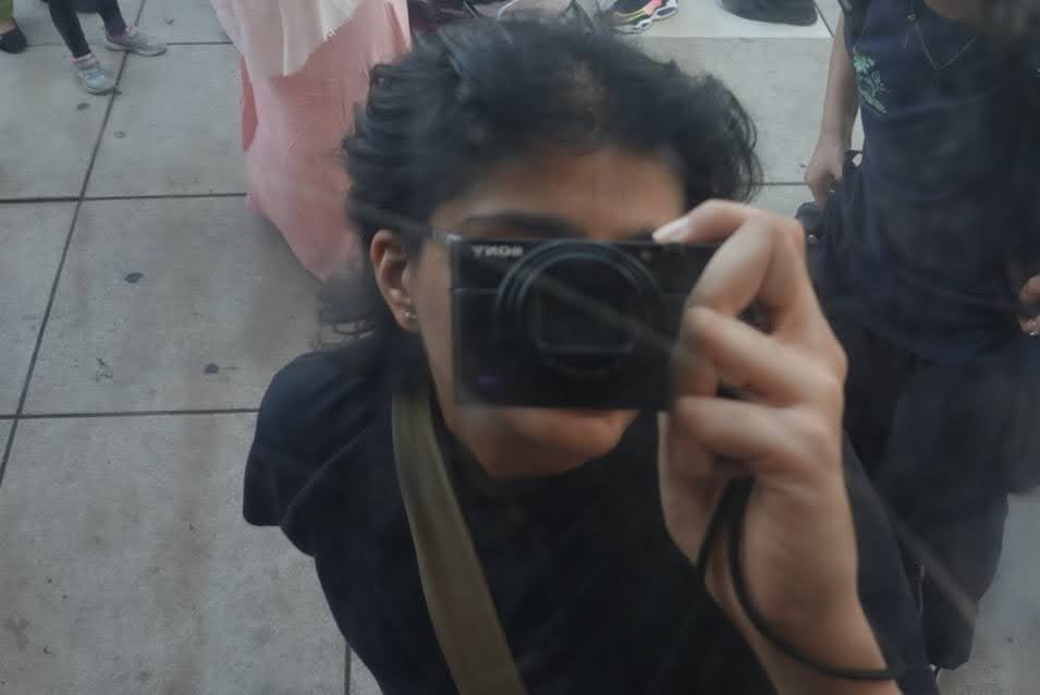 Taking a photo of myself in the Bean in Chicago