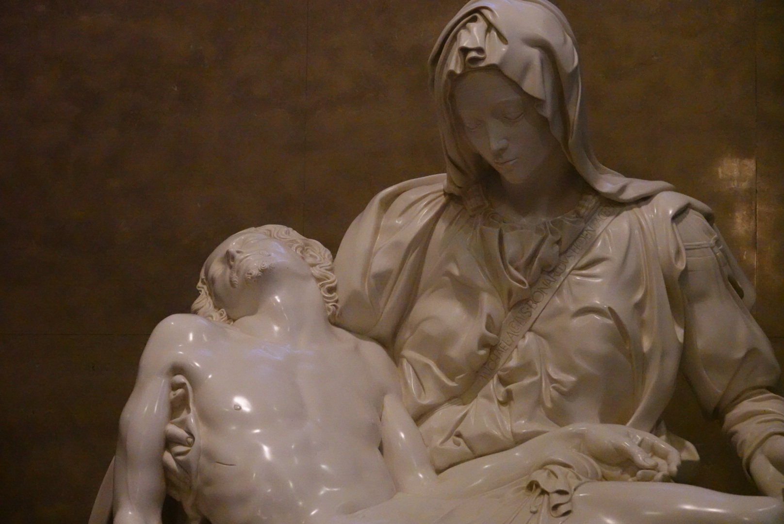 Close up of the Pieta in St Agnes Church in St Paul